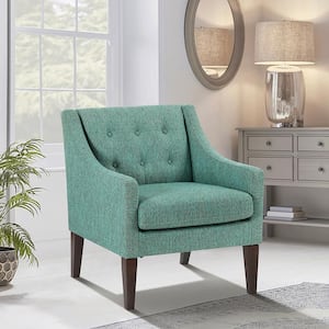 Lowery Green Textured Fabric Upholstery Button-Tufted Back Accent Arm Chair