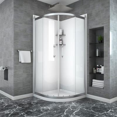 36 in. W x 74.75 in. H Frameless Shower Door in Chrome with Clear Glass