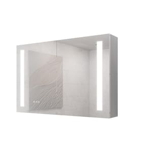 Dimmable and Defogged 36 in. W x 24 in. H Rectangular Aluminum Medicine Cabinet with Mirror