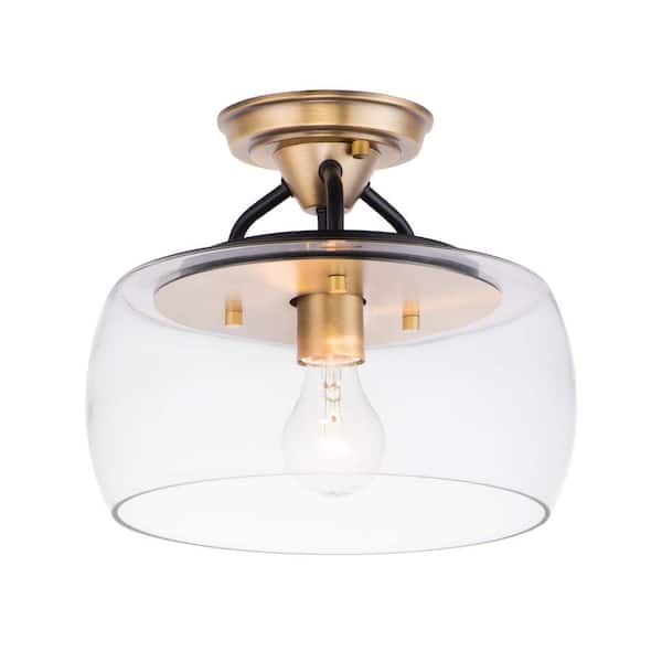 Maxim Lighting Goblet 11 in. 1-Light Bronze/Antique Brass Semi-Flushmount