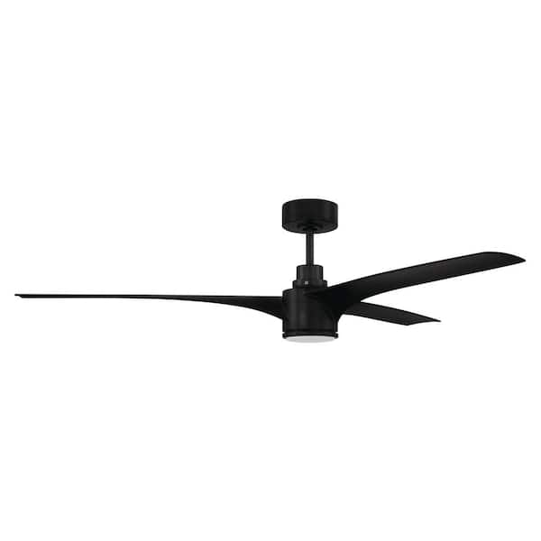 CRAFTMADE Phoebe 60 in. Indoor/Damp Flat Black Ceiling Fan with Smart Wi-Fi Enabled Remote and LED Optional Light Kit Included