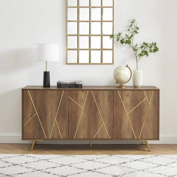 Edwin's Choice Jaagruti Rustic Oak Wood 63.1 in. Sideboard with 3