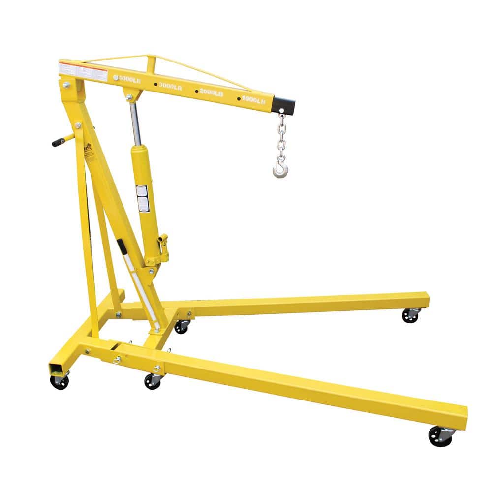 Yellow Heavy-Duty Steel Folding Engine Hoist with Telescopic Boom