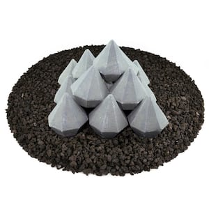 4 in. Ceramic Fire Diamonds in Pewter Gray Other Fire Pit and Fireplace Outdoor Heating Accessory (14-Pack)