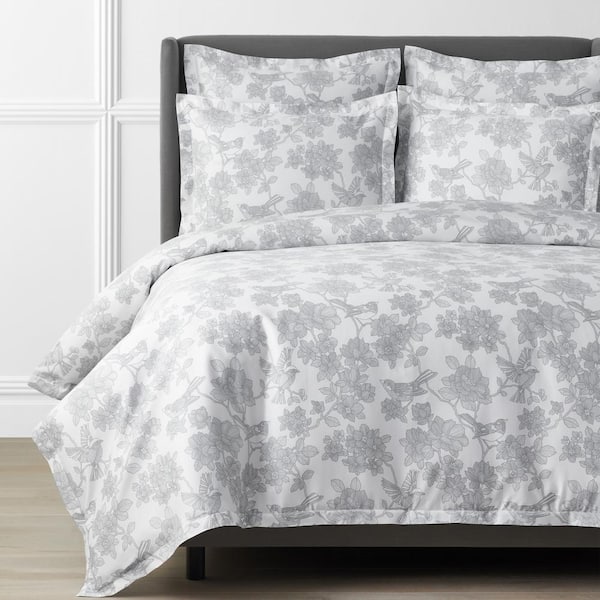 Luxury 3-Piece 100-percent Cotton Sateen Floral Print Duvet Cover Set 