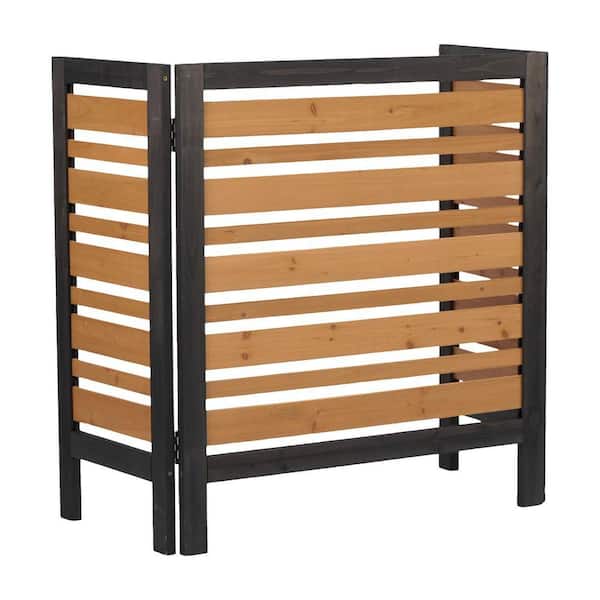 38 in. W x 42 in. H. Black+Gold Fir Appearance Wood 3-Panel Project Panel