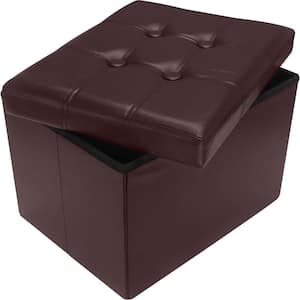 Modern Brown Wood Outdoor Ottoman with Cushion