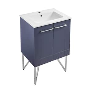 Annecy 24 in. W Bath Vanity in Cinder Purple with Ceramic Vanity Top in Glossy White with White Basin
