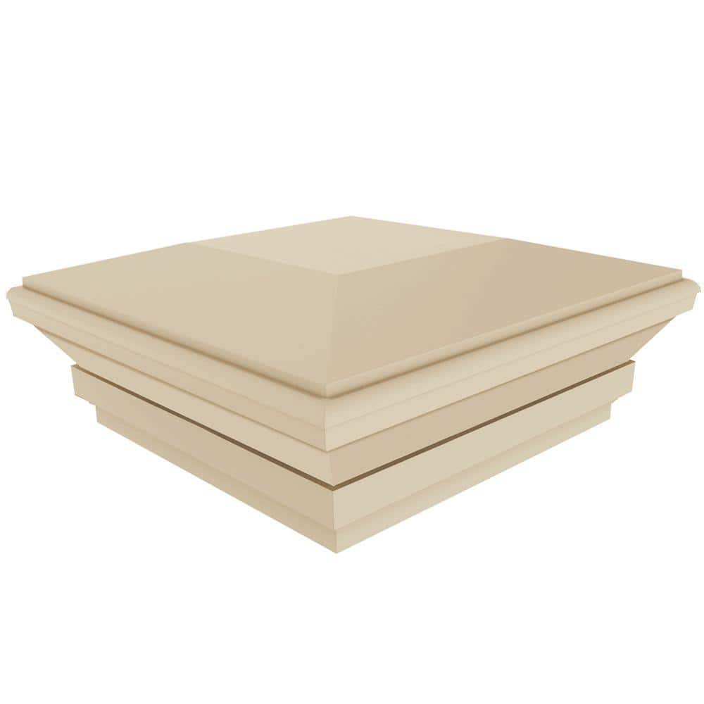 Off-White Vinyl Contemporary Fence Post Cap