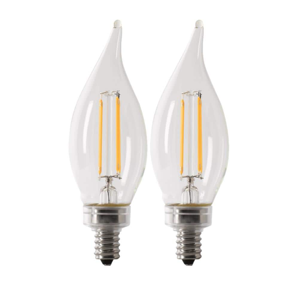 Feit Electric BA10 E12 Candelabra Dimmable Filament CEC Clear Chandelier LED Bulb Bright White 3000K(2-Pack) BPCFC100930CAFIL/2 - The Depot