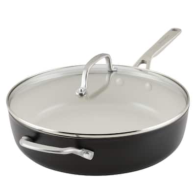 Calphalon Select 5 qt. Round Aluminum Ceramic Nonstick Dutch Oven in Black  and White with Glass Lid 1961916 - The Home Depot