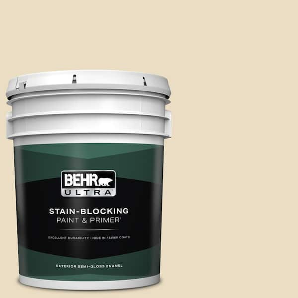 BEHR ULTRA 5 gal. #PPL-76 Ecru Semi-Gloss Enamel Exterior Paint & Primer