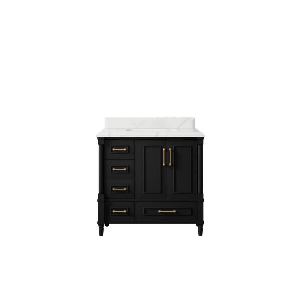 Hudson 36 in. W x 22 in. D x 36 in. H Single Sink Bath Vanity Center in Black with Cove Edge Calacatta Qt. Top price history on PriceWatchPro