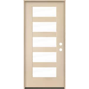 ASCEND Modern 36 in. x 80 in. 5-Lite Left-Hand/Inswing Clear Glass Unfinished Fiberglass Prehung Front Door