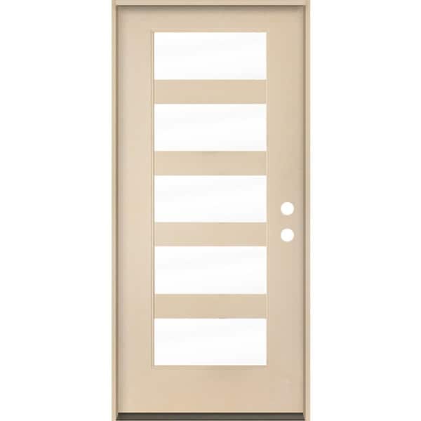 Krosswood Doors ASCEND Modern 36 in. x 80 in. 5-Lite Left-Hand/Inswing Clear Glass Unfinished Fiberglass Prehung Front Door
