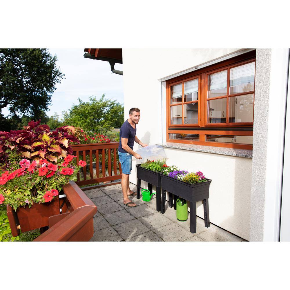 Urban Black Polypropylene Elevated Balcony Planter Box