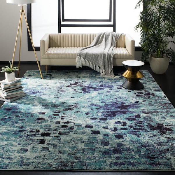 Monaco Light Blue/Multi 8 ft. x 11 ft. Geometric Area Rug