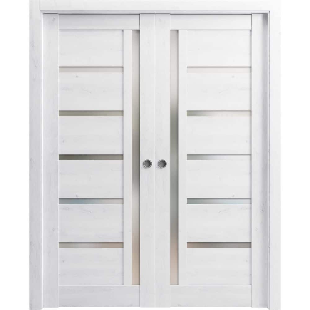Assemble Required 60 in. x 96 in. 2-Panel Nordic White Finished MDF Sliding Door with Hardware price history on PriceWatchPro