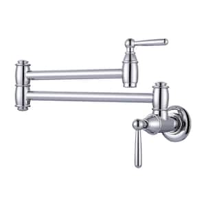 Wall Mounted Pot Filler Faucet with Double-Handle in Chrome