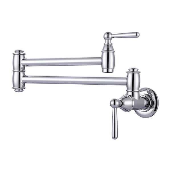 ARCORA Wall Mounted Pot Filler Faucet with Double-Handle in Chrome