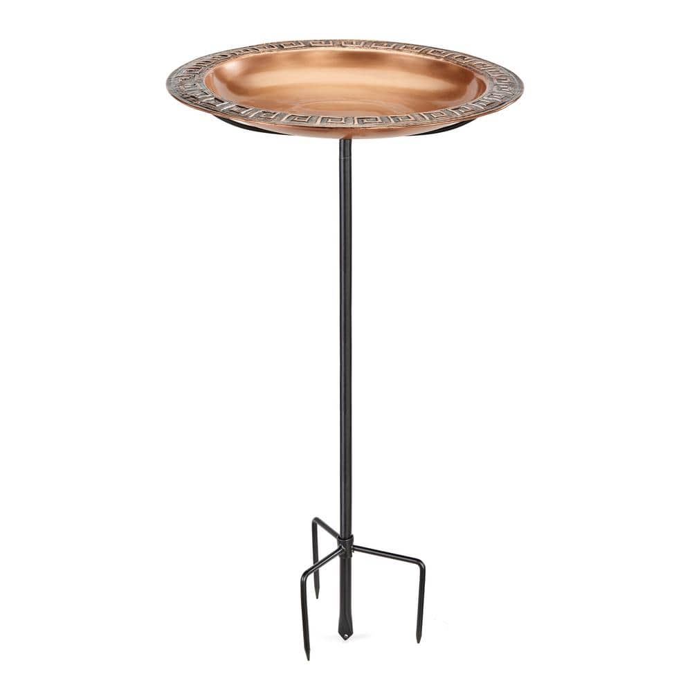 Greek-Inspired Copper Birdbath with Garden Pole, 16"