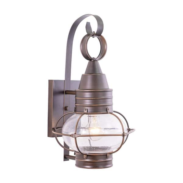 Chatham 1 Light Bronze Coastal Outdoor Wall Lantern Clear Glass