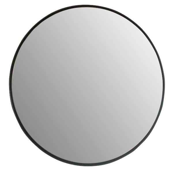 Bellaterra Home 23.5 in. W x 23.5 in. H Round Metal Framed Wall Bathroom Vanity Mirror in Matte Black