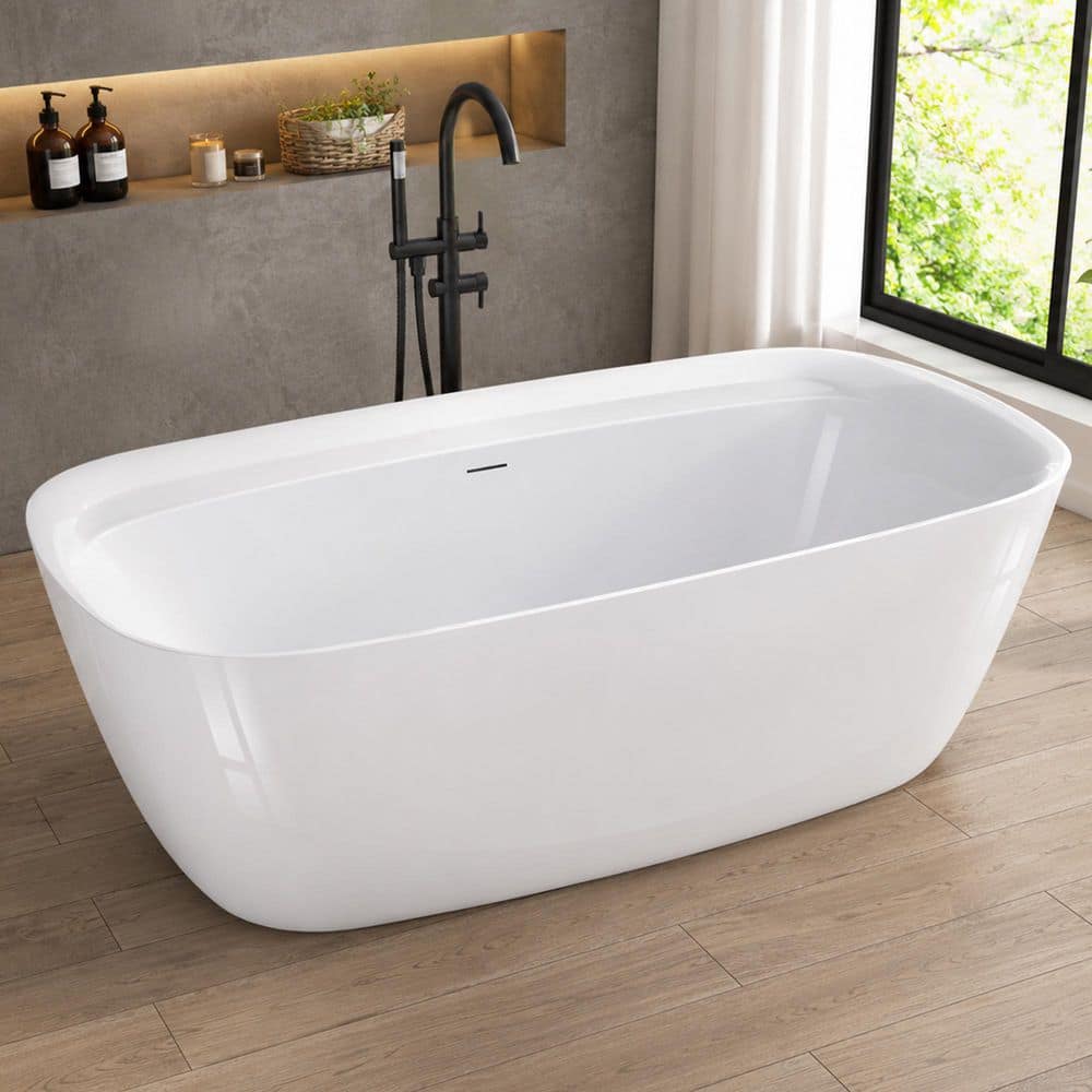 Zeafive Dex 67 in. x 31 in. Oval Acrylic Freestanding Soaking