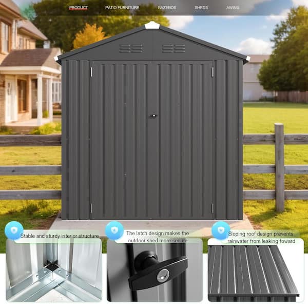AECOJOY 6 ft. W x 4 ft. D Metal Shed with Double Lockable Door in