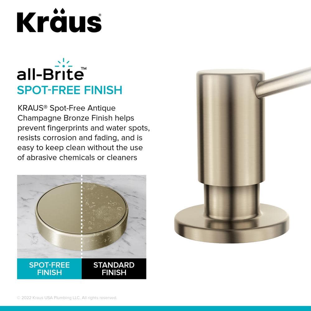 Spot-Free Antique Champagne Bronze Stainless Steel Soap Dispenser