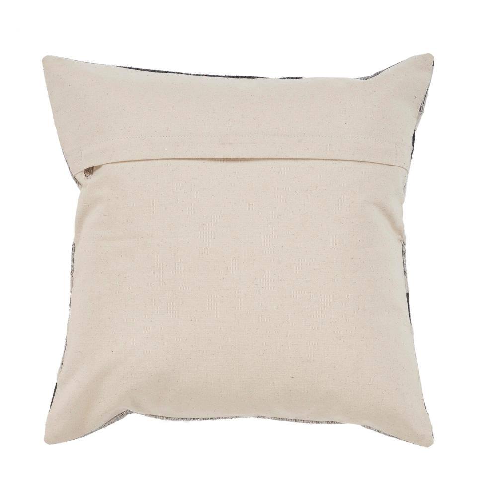 Charcoal and Beige Faux Leather Square Throw Pillow, 20"