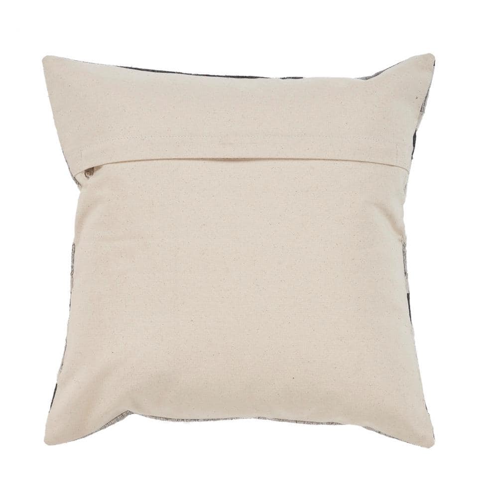 Charcoal and Beige Faux Leather Square Throw Pillow, 20"