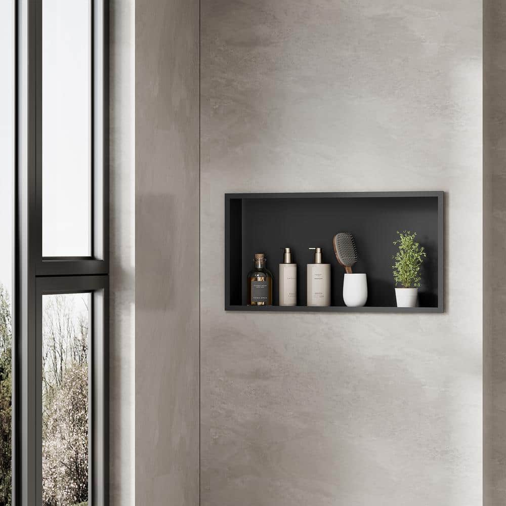 12 in. H x 24 in. D x 4 in. W Stainless Steel Shower Niche Set of 1-Piece i