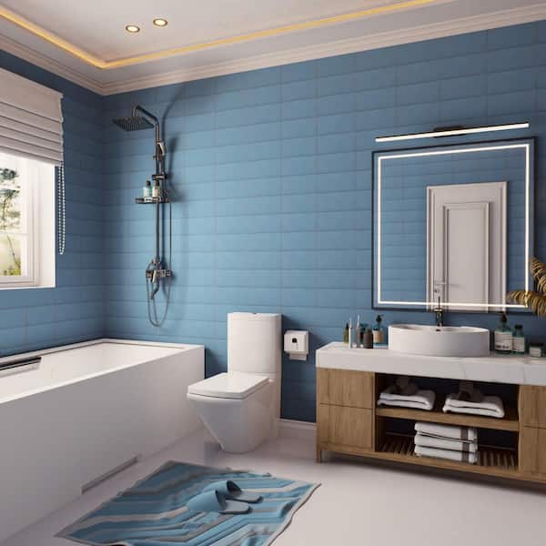 Piscina Brick Matte Blue with BioTech 4-3/4 in. x 9-5/8 in. Porcelain Floor and Wall Tile (11.22 sq. ft./Case)