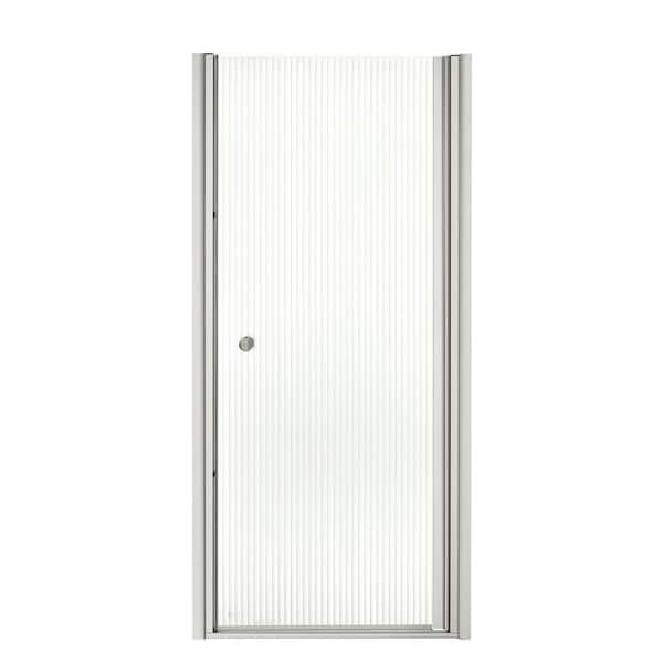 KOHLER Fluence 31-1/2 in. x 65-1/2 in. Semi-Frameless Pivot Shower Door in Bright Silver with Handle