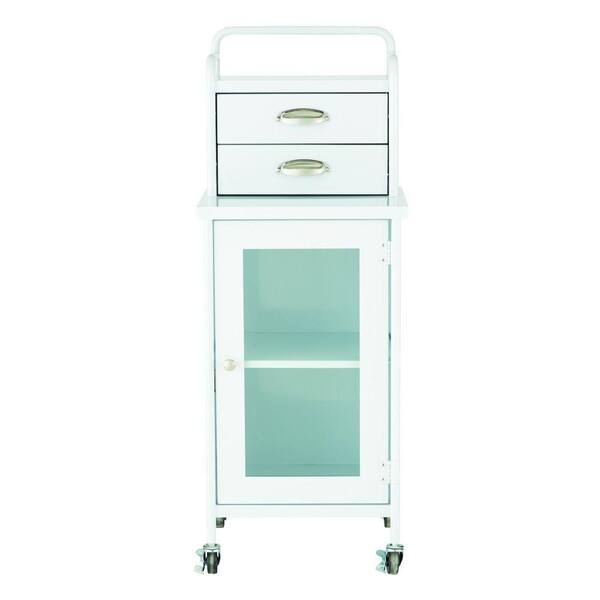 Home Decorators Collection Steel Glossy White 2-Drawer Storage Cart
