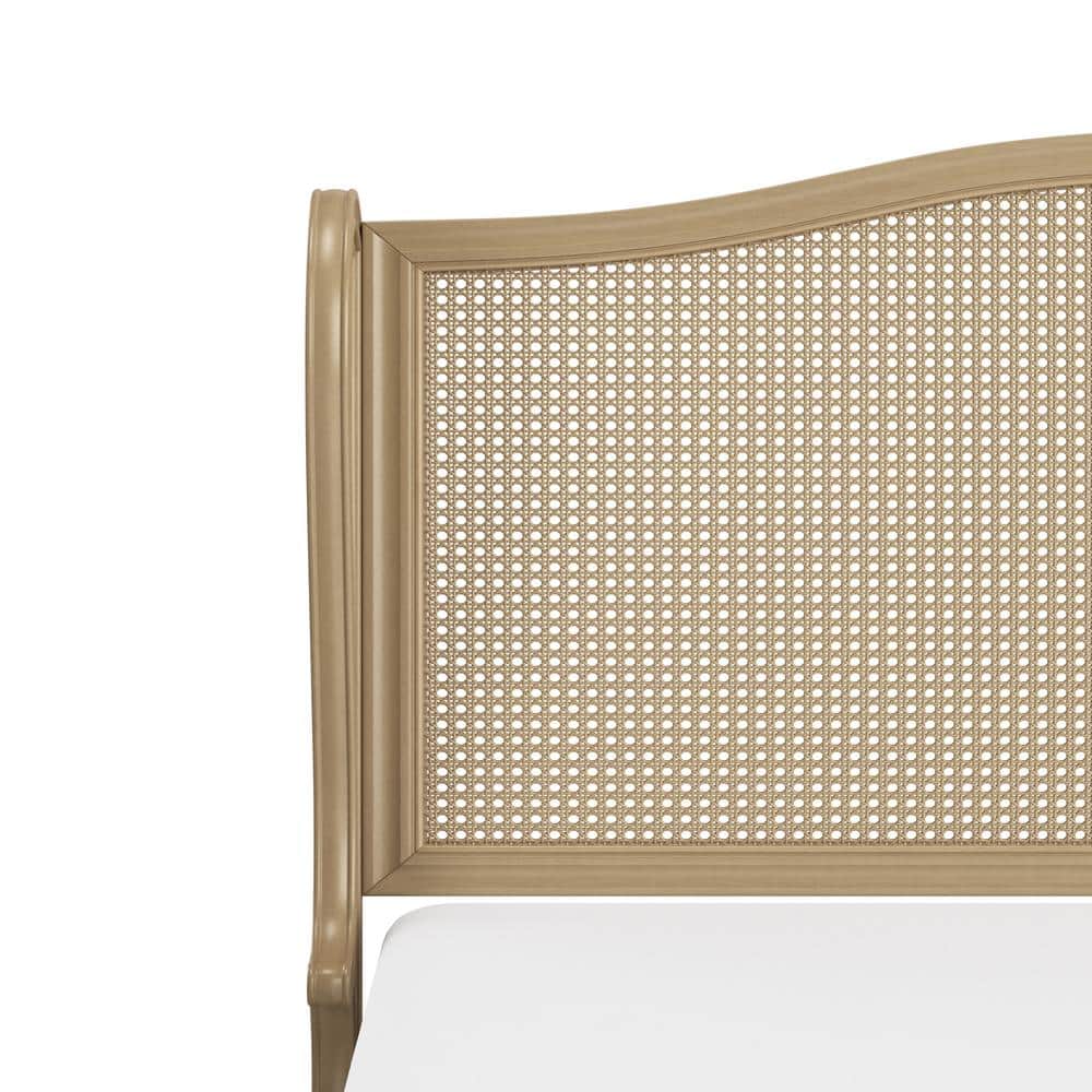 Antique White King Sausalito Bed with Cane Wingback Design
