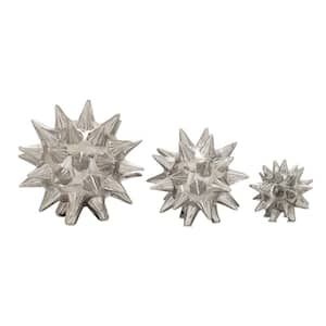 Silver Porcelain Glam Geometric Sculpture (Set of 3)