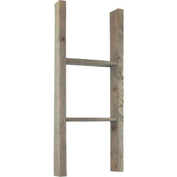 Ekena Millwork 15 in. x 36 in. x 3 1/2 in. Barnwood Decor Collection Reclaimed Grey Vintage Farmhouse 2-Rung Ladder