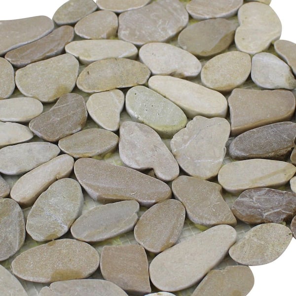 12 in. x 12 in. Tan Honed Sliced Pebble Floor and Wall Tile (5.0 sq. ft. / case)