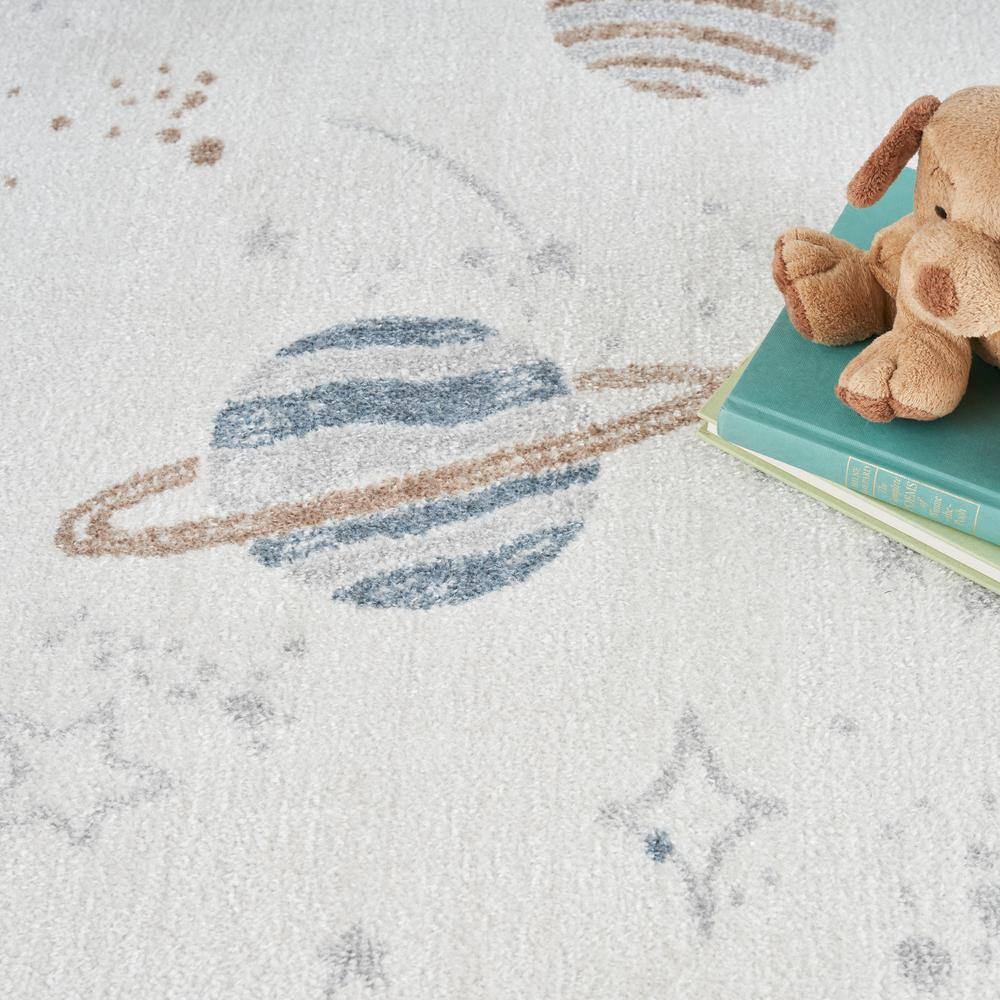 Ivory Multicolor Space Theme Kids Washable Area Rug 5' x 7'
