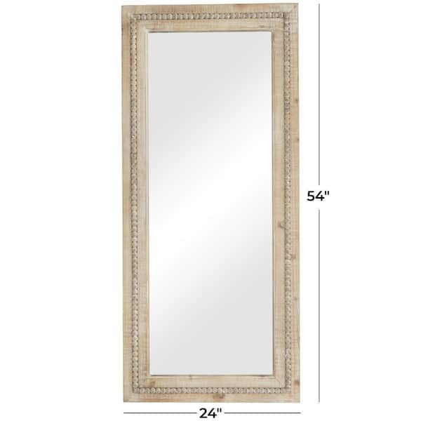 54 in. x 24 in. Distressed Rectangle Framed Brown Wall Mirror with Beaded Detailing
