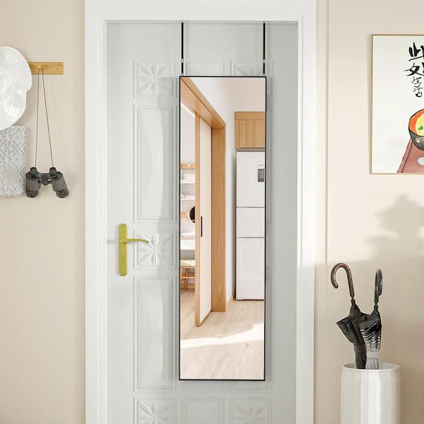 50 in. H x 16 in. W Modern Rectangular Black Aluminum Alloy Framed Full Length Mirror Wall Mirror