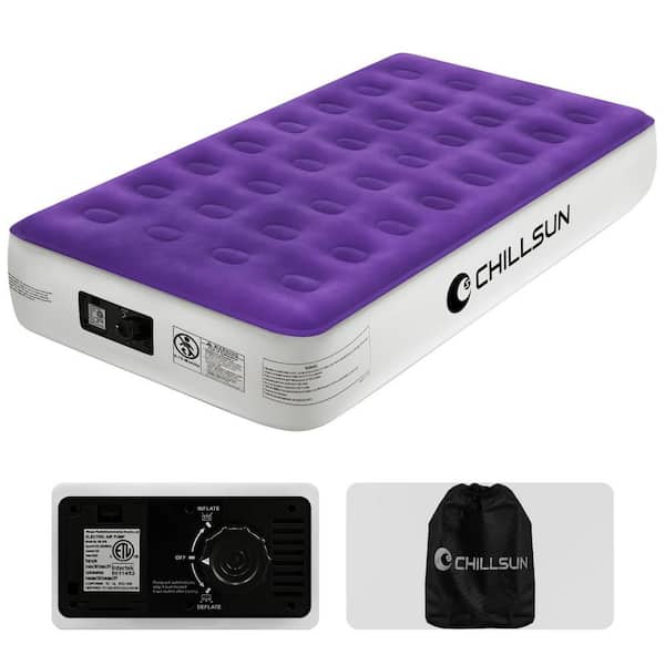 Angel Sar 13 in. Purple Twin Air Mattress with Built-in Pump, Waterproof Blow Up Mattress for Camping, Home and Travel