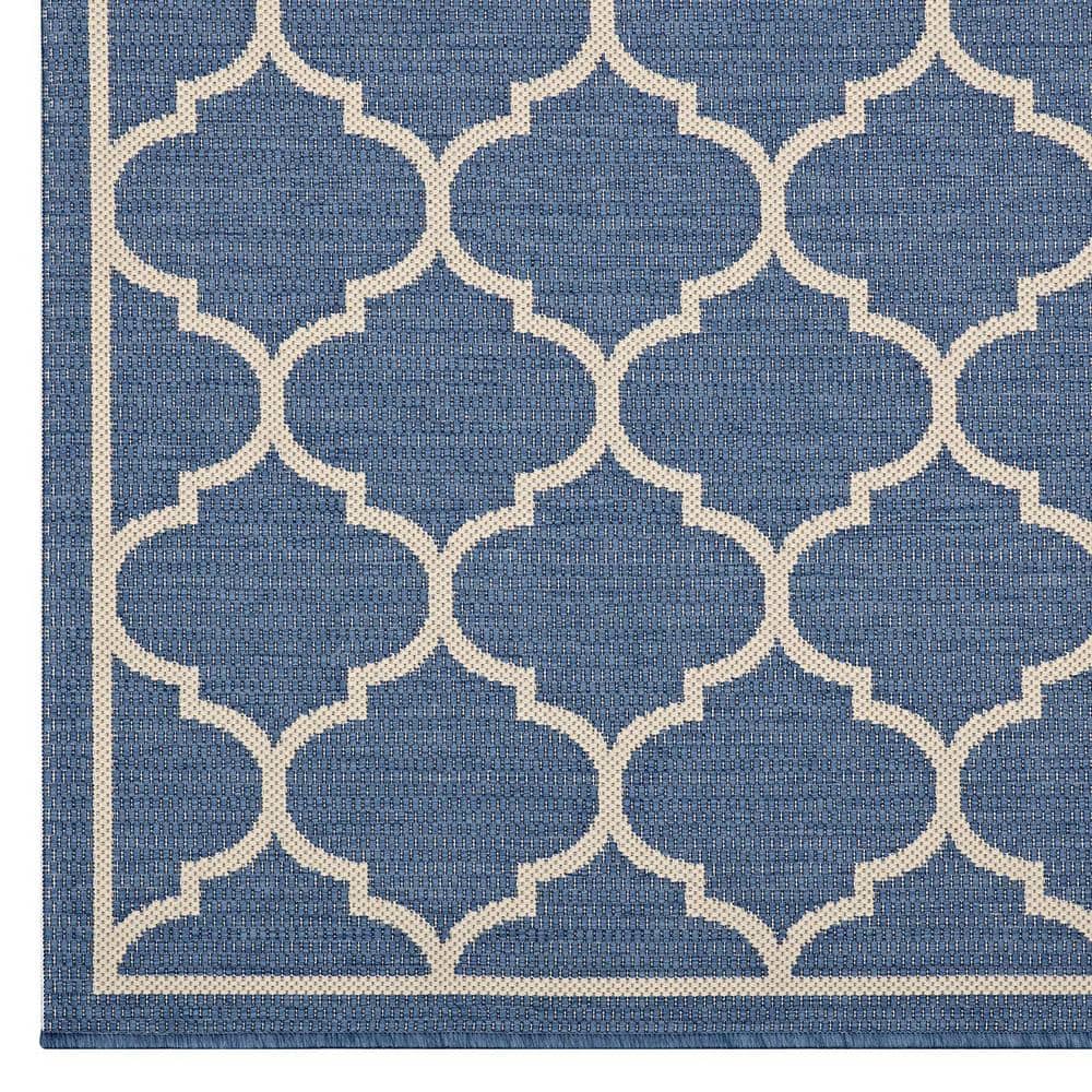 Elegant Blue and Beige Trellis 8'x10' Synthetic Area Rug