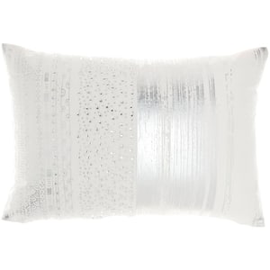 Luminescence Silver 14 in. x 20 in. Stripe Throw Pillow