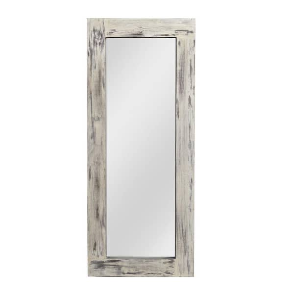 Lirago 24 in. W x 58 in. H Farmhouse Rectangular Solid Wood Framed Full Length Leaning Mirror in Weathered White