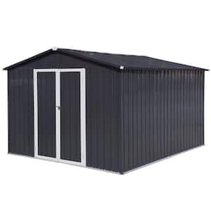 10 ft. x 8 ft. Outdoor Metal Storage Sheds with Hinged Door and Padlock, Vents for Garden(80 sq.ft.), Dark Grey