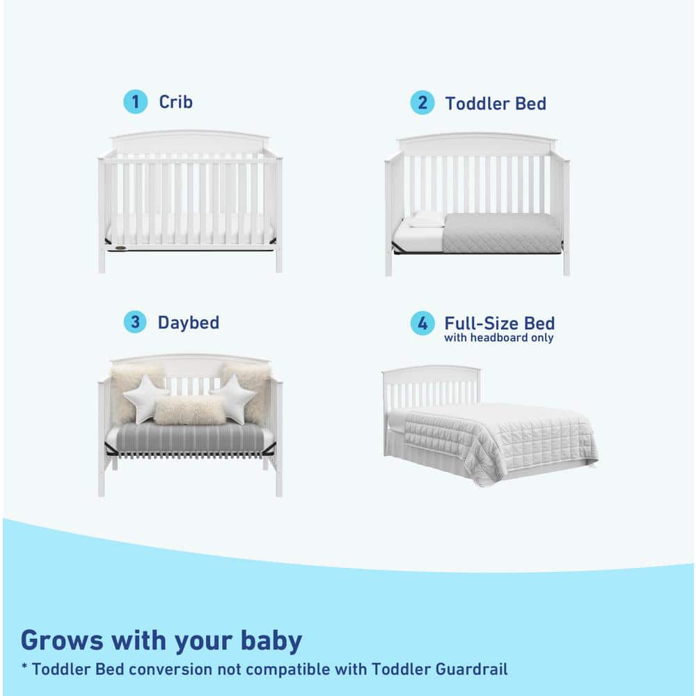 White Pine Wood 5-in-1 Convertible Crib with Adjustable Mattress Support