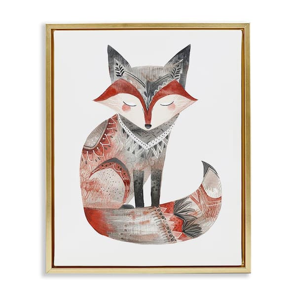 Stupell Industries Scandinavian Style Fox by LSR Design Studio Gold Floater Frame Animal Graphic Art Print 21 in. x 17 in.